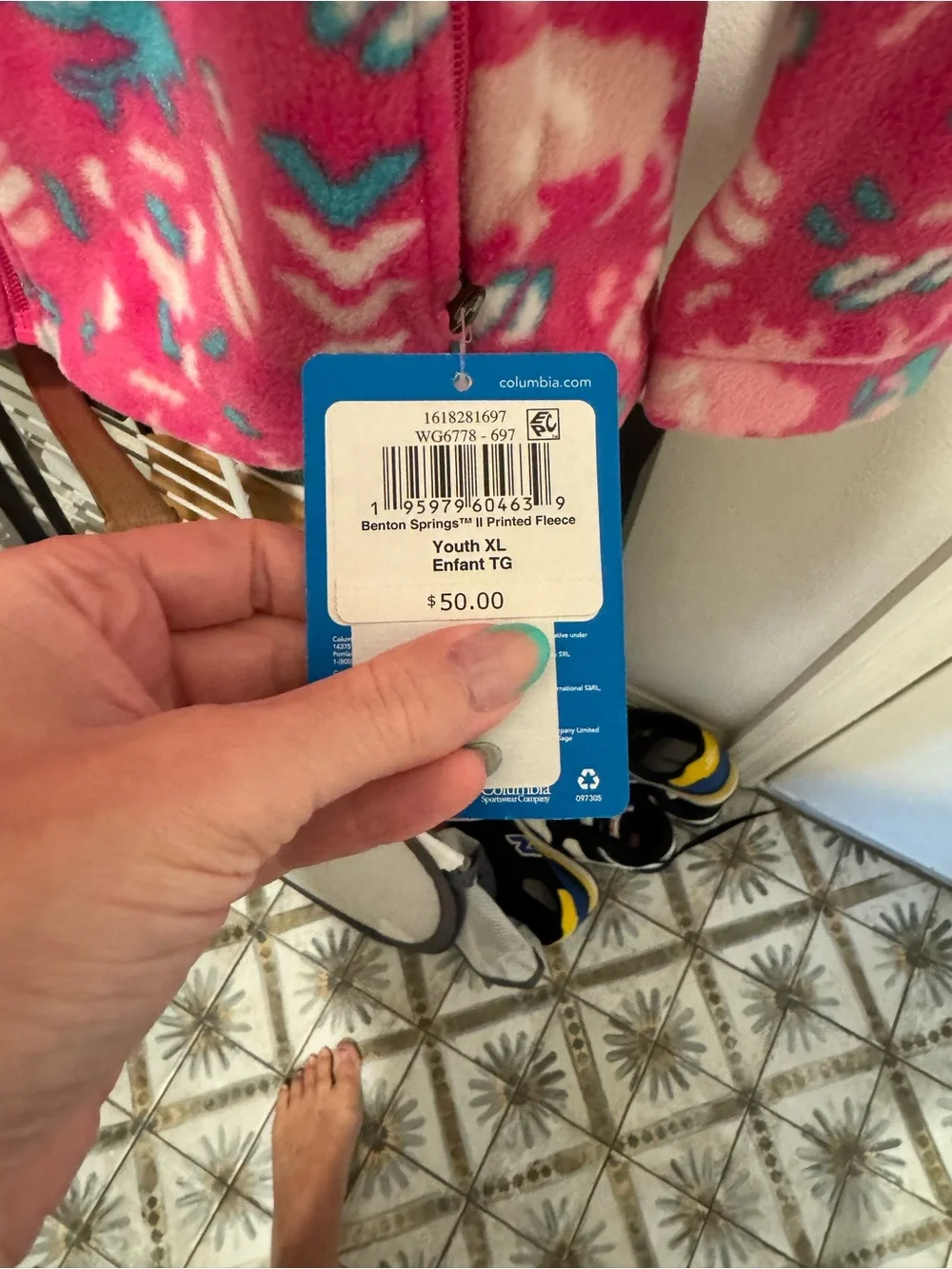 Columbia Pink and Teal Patterned Fleece Jacket